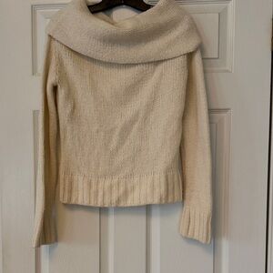 Anthropologie Cream Cowl/off shoulder Neck Sweater